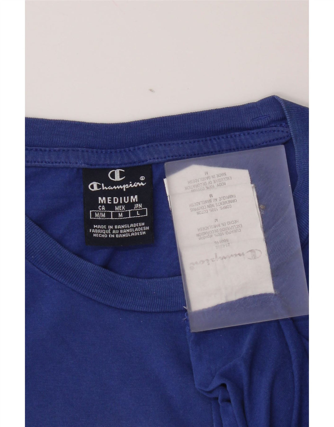 Champion Mens Graphic T-Shirt Top Medium Blue Cotton
