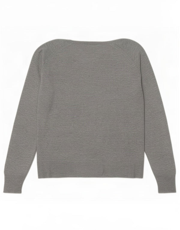 Zara Dame Oversized Crew Neck Jumper Sweater UK 14 Medium Grey Viscose