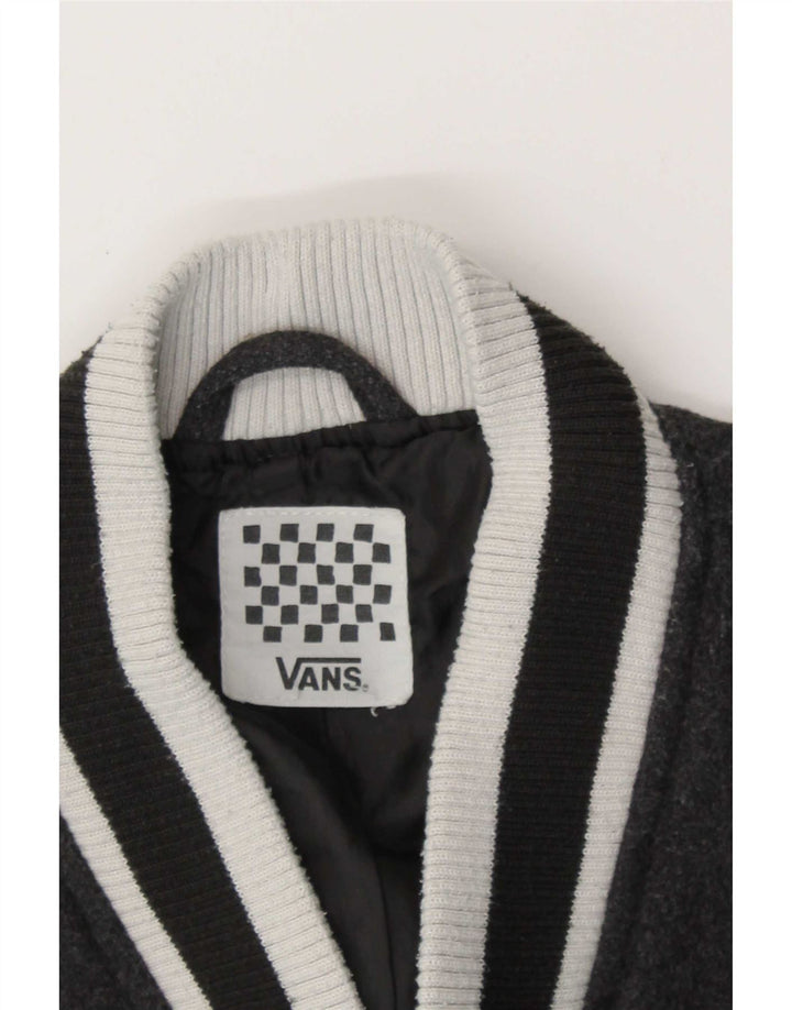 Vans Womens Graphic Varsity Jacket UK 14 Medium Grey Colourblock Wool