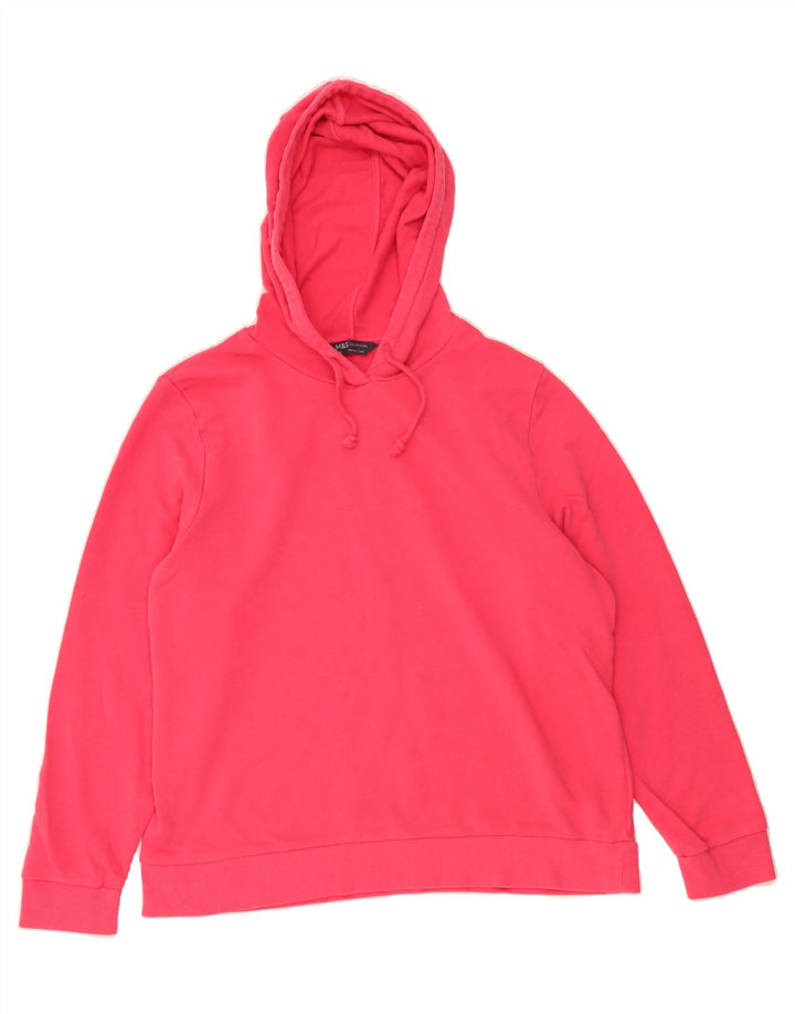 MARKS & SPENCER Womens Hoodie Jumper UK 16 Large Pink Cotton Vintage Marks & Spencer and Second-Hand Marks & Spencer from Messina Hembry 
