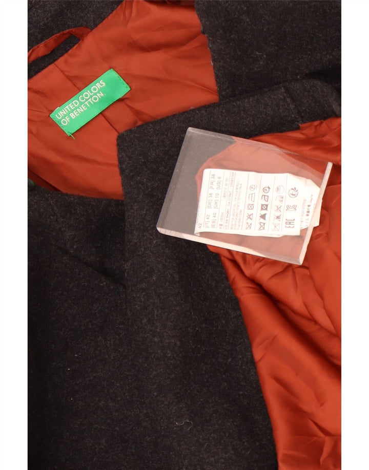 Benetton Womens Oversized Pea Coat UK 10 Small Grey Uld