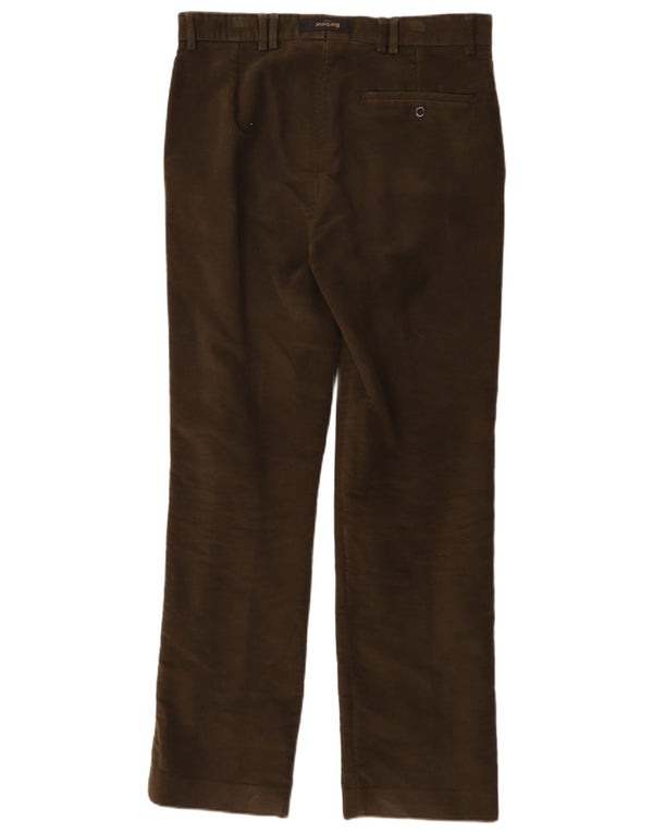 Barbour Mens Straight Suit Trousers W34 L31 Khaki Cotton