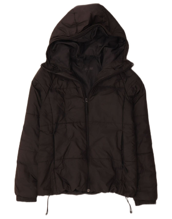 Adidas Womens Hooded Padded Jacket UK 8/10 Small Black Polyester
