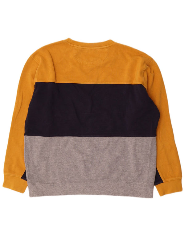 Zara Mens Sweatshirt Jumper Large Jaune Colorblock Coton
