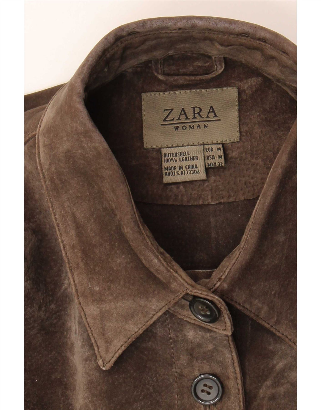 Zara Womens Suede Jacket UK 14 Medium Brown Leather