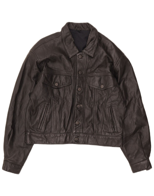 Vintage Herre Bomber Læderjakke UK 36 Small Black