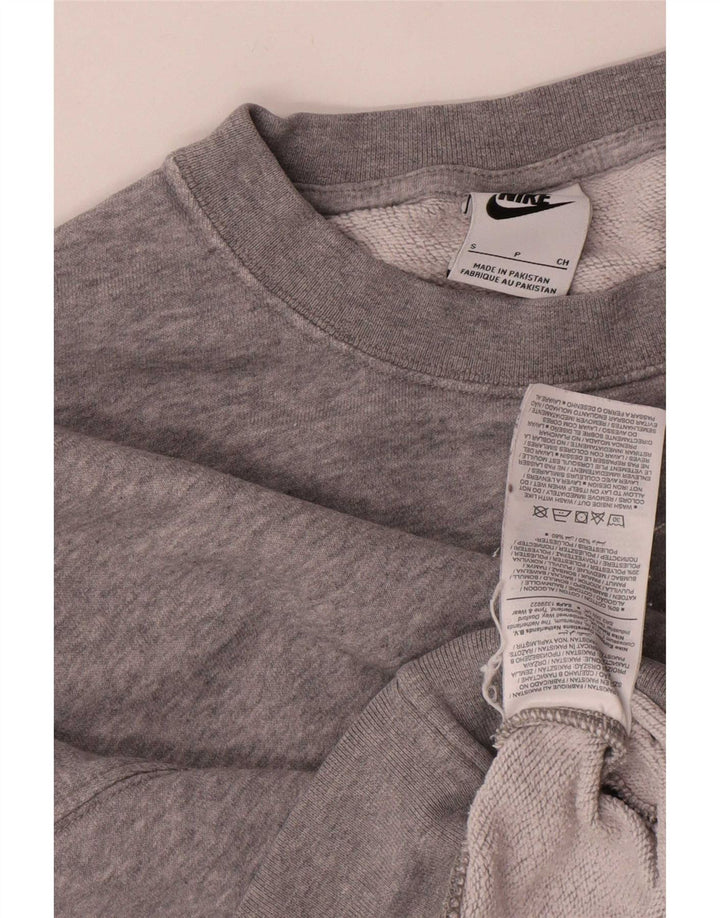 Nike Womens Crop Oversized Sweatshirt Jumper UK 10 Small Grey Flecked