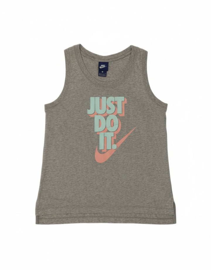 NIKE Womens Graphic Vest Top UK 10 Small Grey Polyester