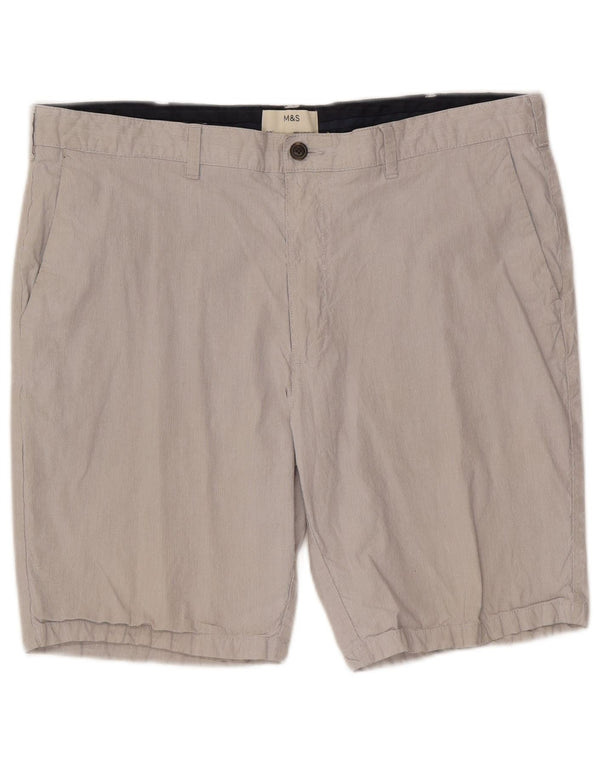 Pantaloncini chino da uomo Marks & Spencer W40 XL cotone gessato grigio