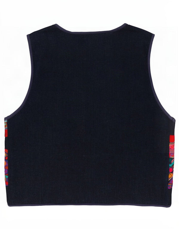 vintage Femme Sans Manches Cardigan Pull UK 14 Grand Multicolore