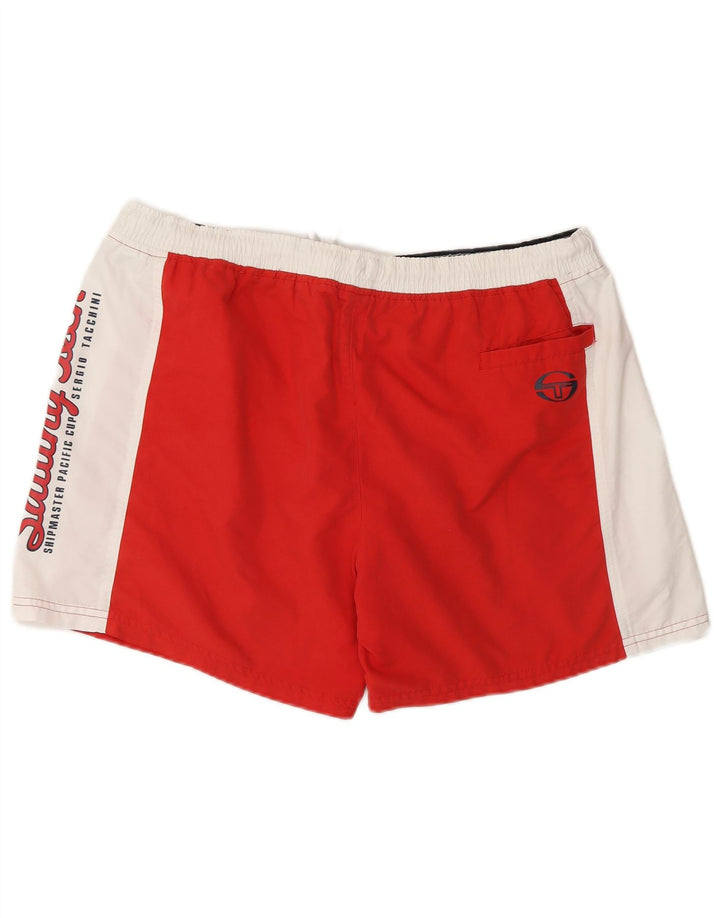 SERGIO TACCHINI Mens Graphic Swimming Shorts XL  Red Colourblock Polyester