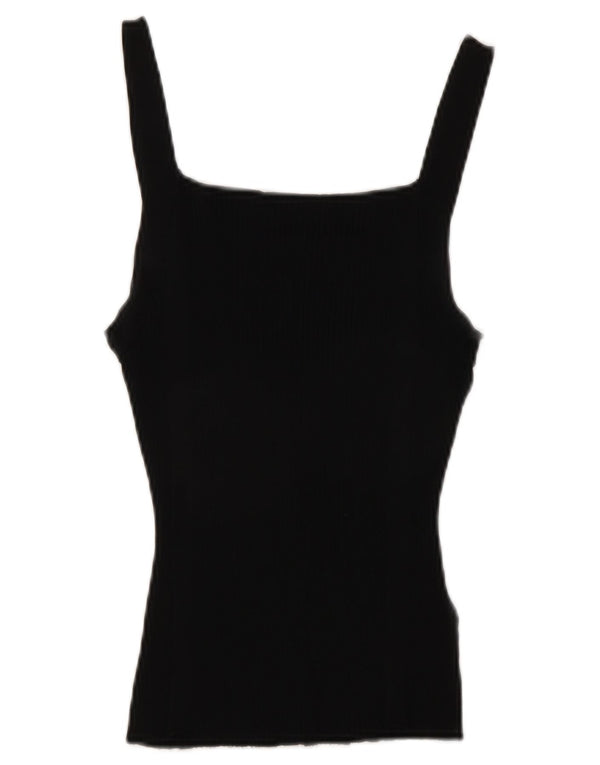 Zara Womens Crop Cami Top UK 12 Medium Black Viscose