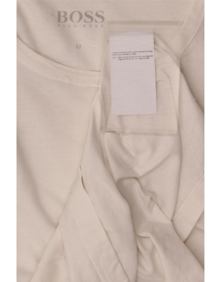 Hugo Boss Dame T-Shirt Top UK 12 Medium Hvid Bomuld