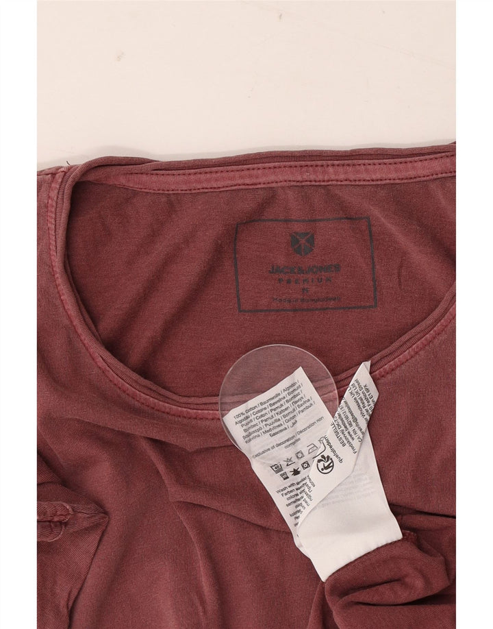 Jack & Jones Mens T-Shirt Top Medium Maroon Cotton
