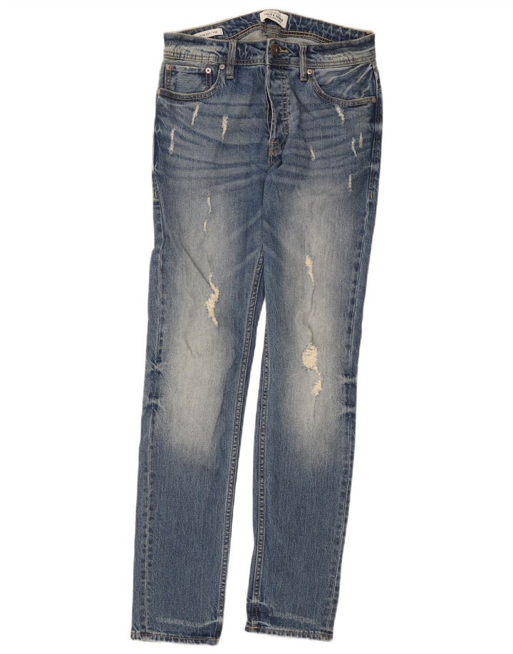 Jack & Jones Herre Tim Distressed Slim Jeans W27 L32 Blå