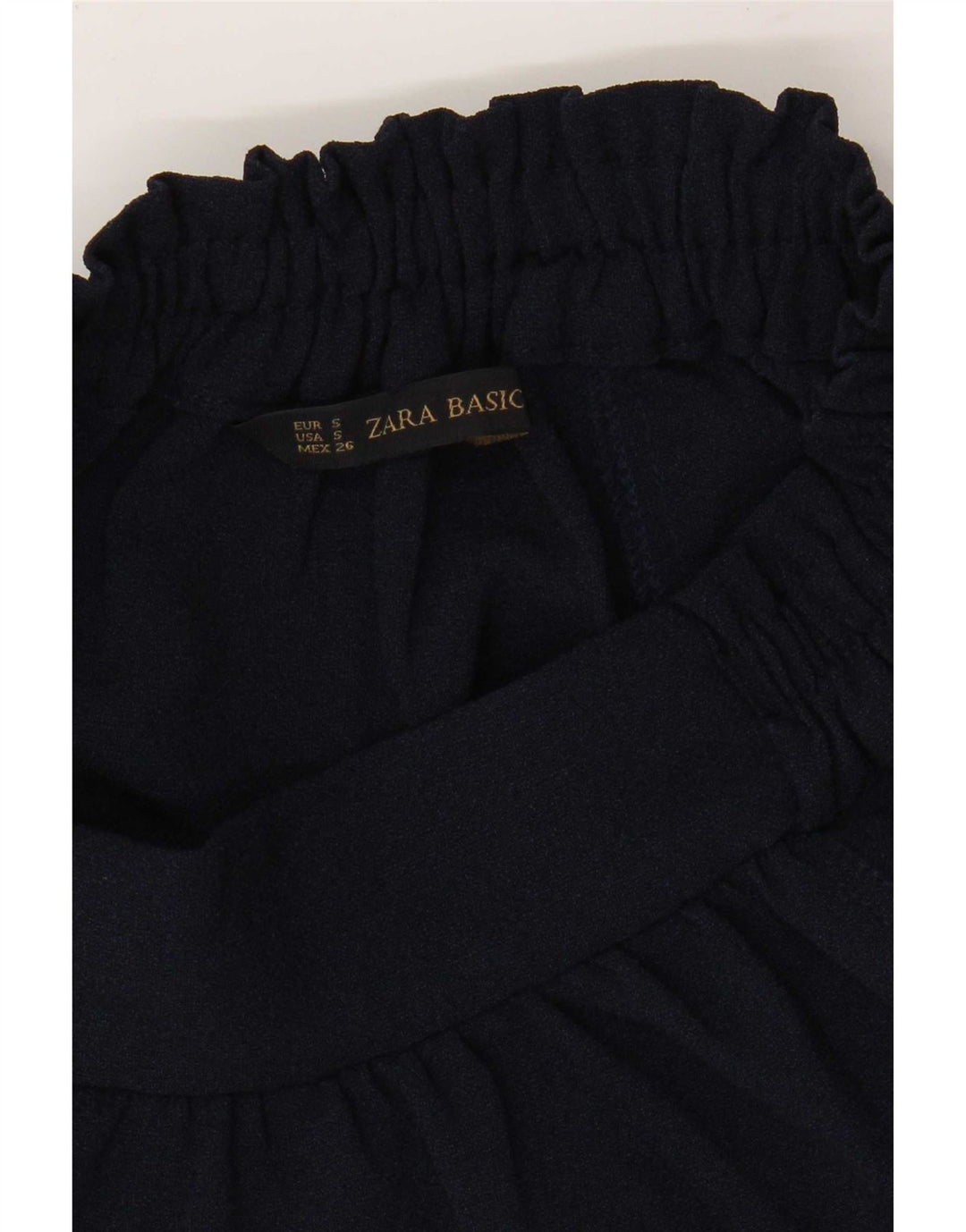Zara Mujer Falda Acampanada Small W26 Poliéster Azul Marino