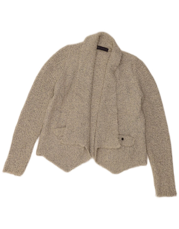Marks & Spencer Womens Crop Open Cardigan Sweater UK 14 Medium Grey Flecked