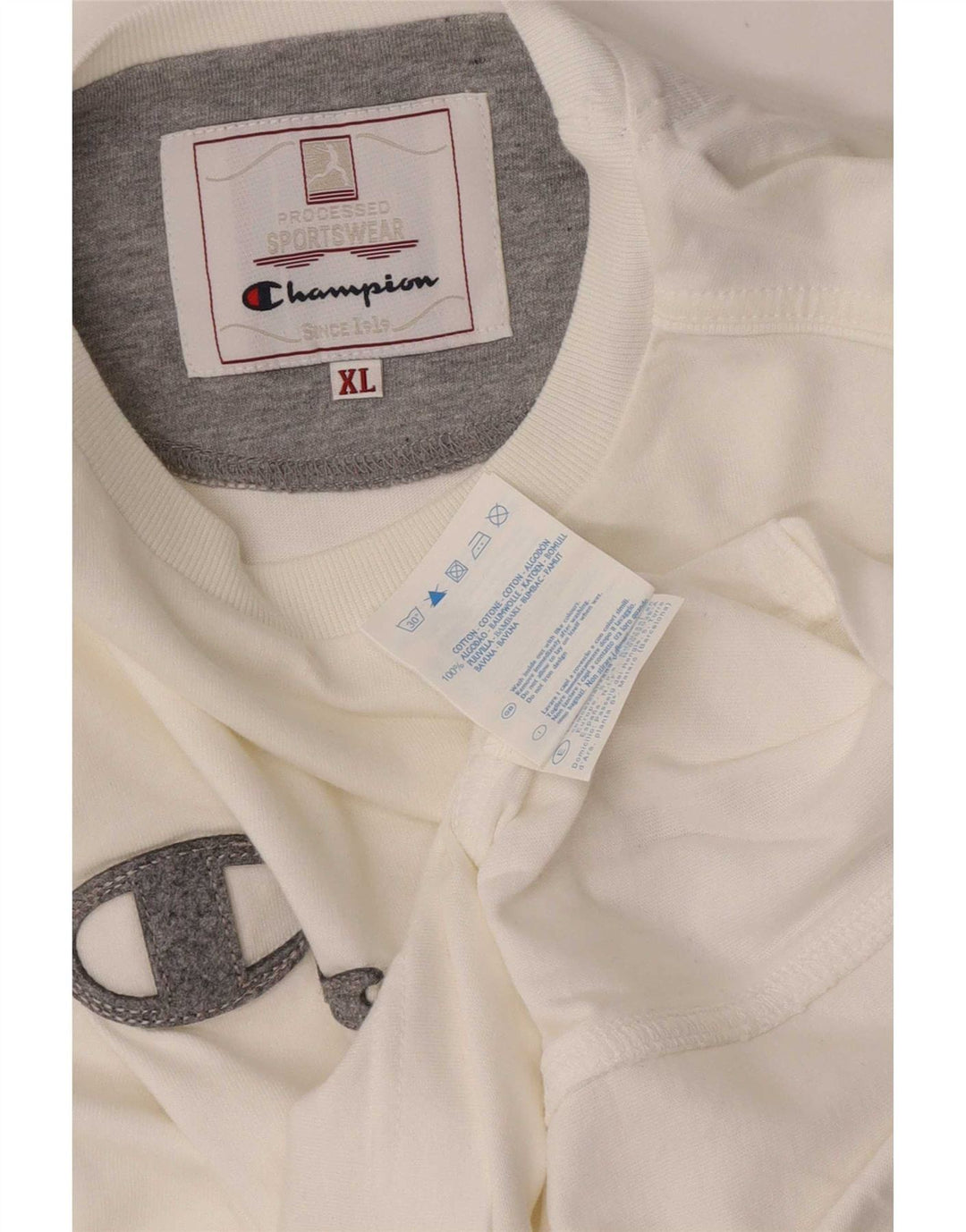 Champion Haut graphique à manches longues pour homme XL en coton blanc