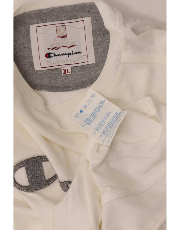 Champion Haut graphique à manches longues pour homme XL en coton blanc