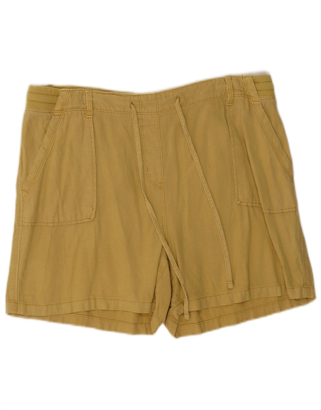 Marks & Spencer Damen Shorts UK 16 Large W34 Khaki Leinen