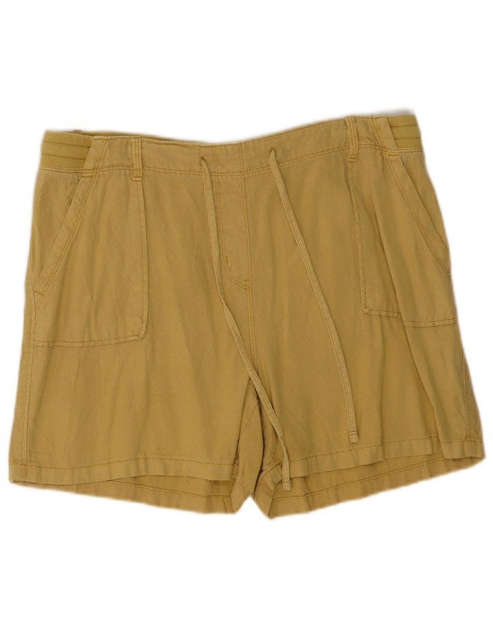 Marks & Spencer Damen Shorts UK 16 Large W34 Khaki Leinen