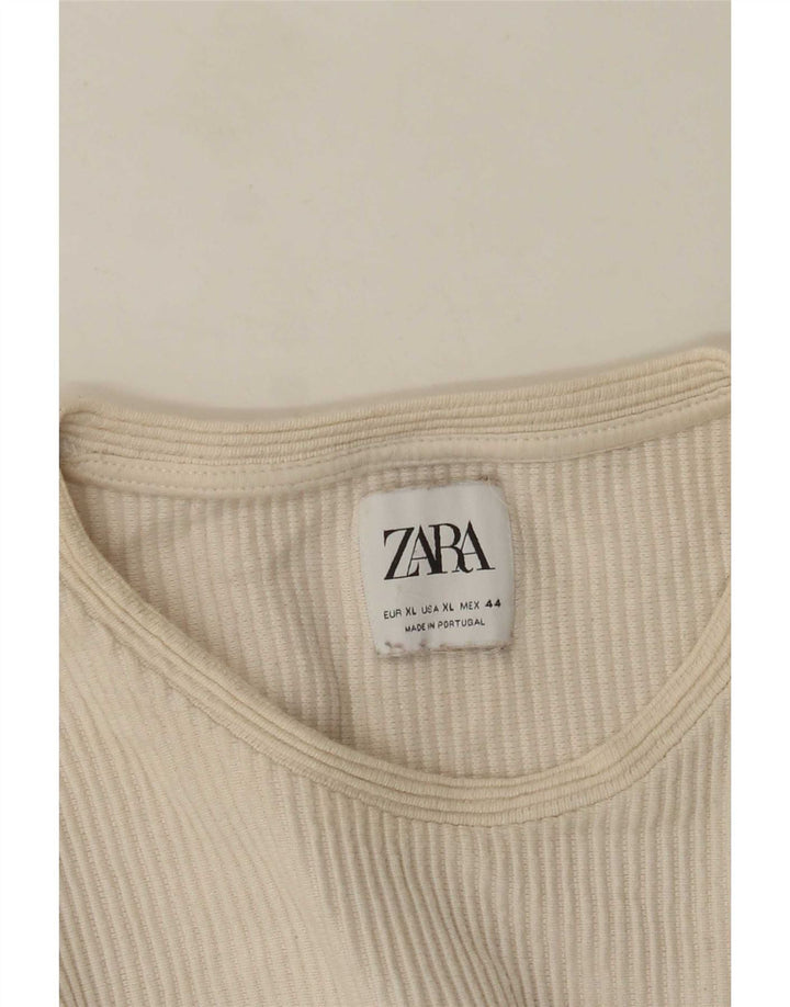 Zara Mens Top Long Sleeve XL Off White