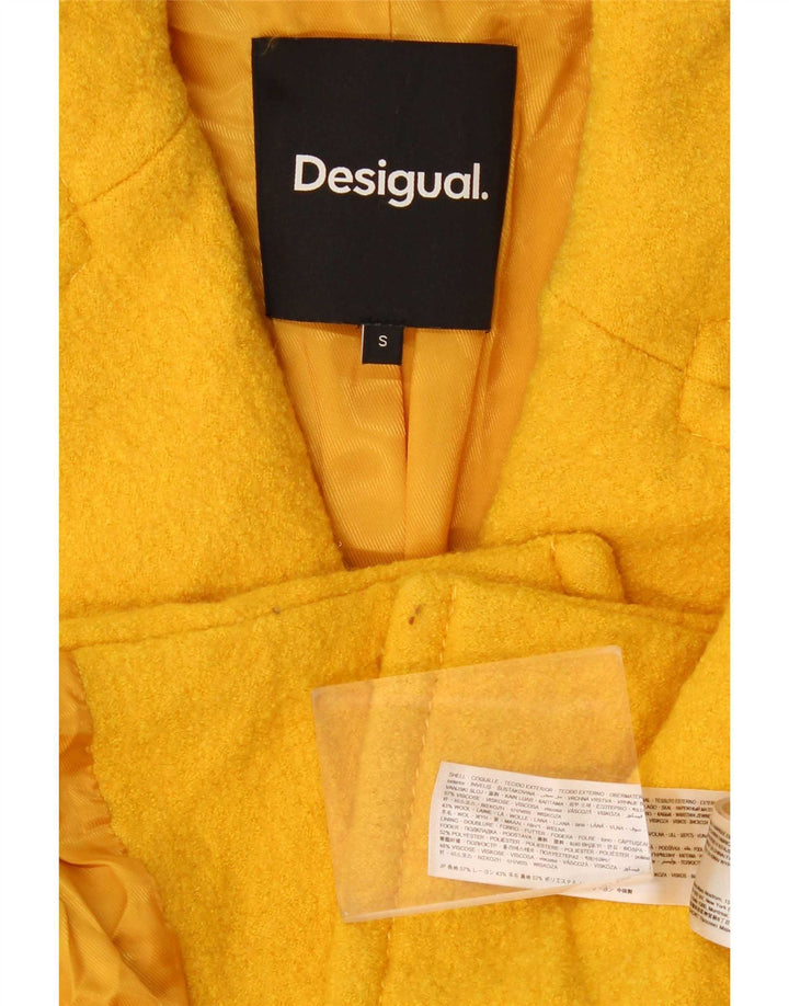 Desigual Cappotto da marinaio da donna UK 10 Small Giallo Lana