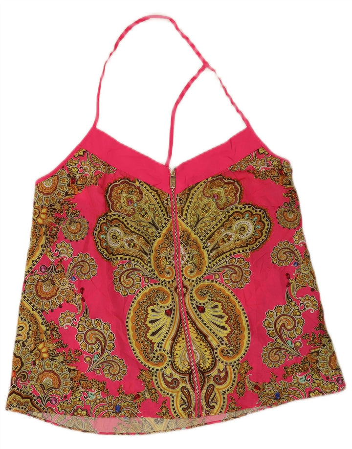 Ted Baker Womens Halter Top UK 12 Medium Pink Paisley Polyester