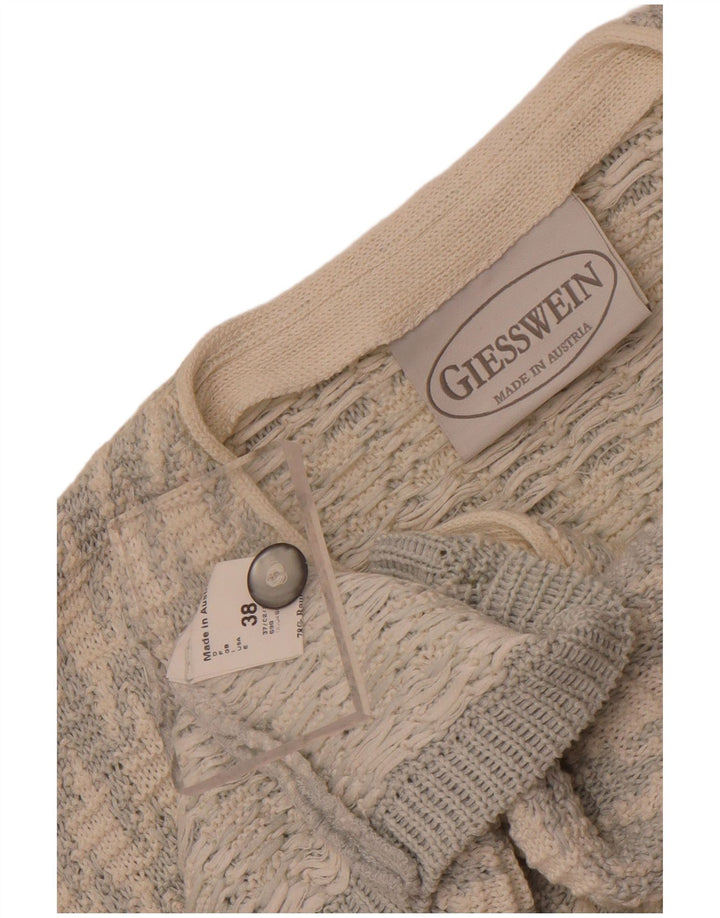 Giesswein Womens Cardigan Sweater EU 38 Medium White Houndstooth
