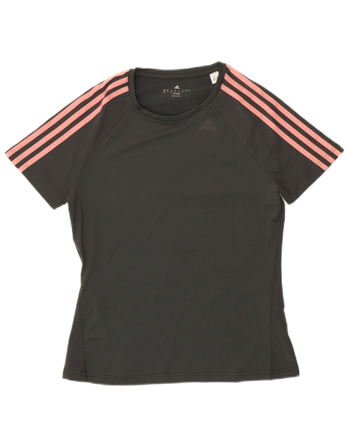 ADIDAS Womens Climalite T-Shirt Top UK 12/14 Medium Grey Polyester