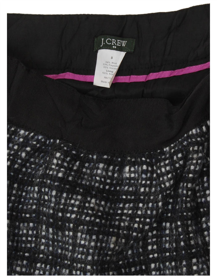 J. CREW Mininederdel til kvinder US 8 Medium W30 sort ternet uld