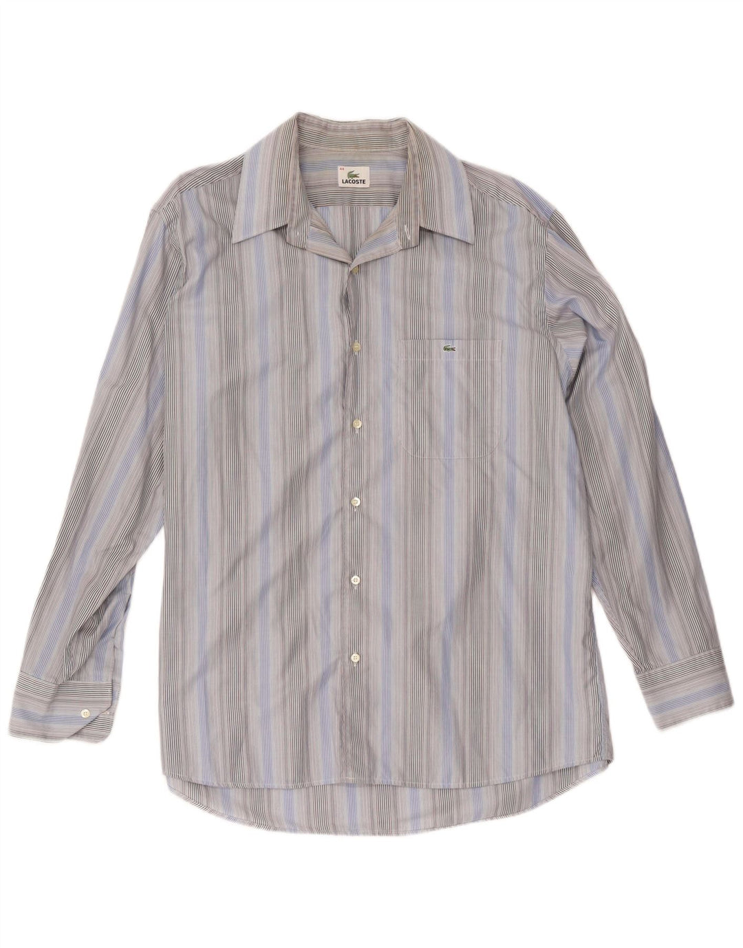 Lacoste Mens Shirt Size 44 XL Blue Striped Cotton