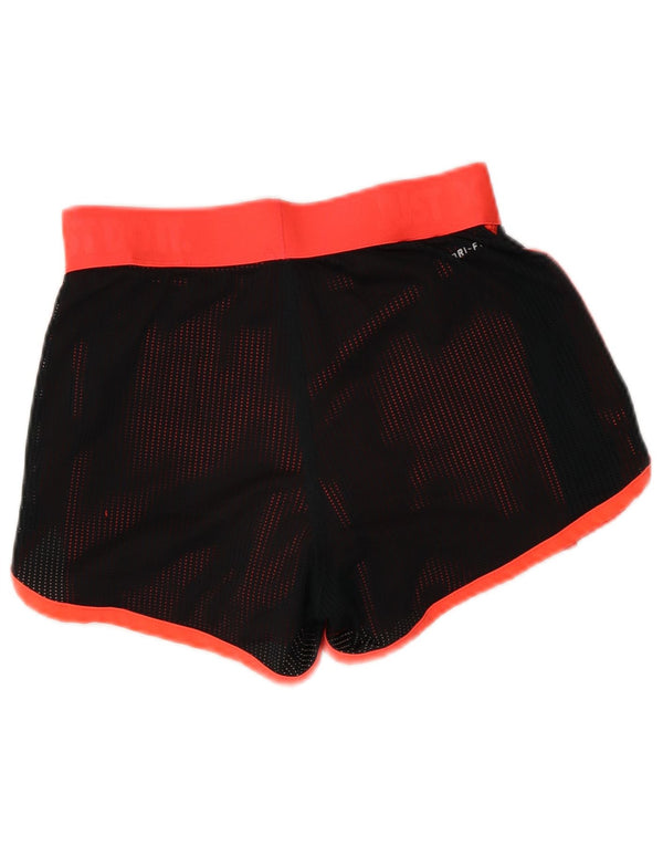Nike Womens Dri Fit Graphic Sport Shorts UK 6 XS Black Colourblock