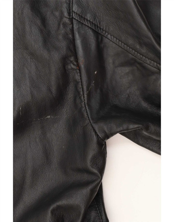 Vintage Damen Ledermantel UK 14 Medium Schwarz