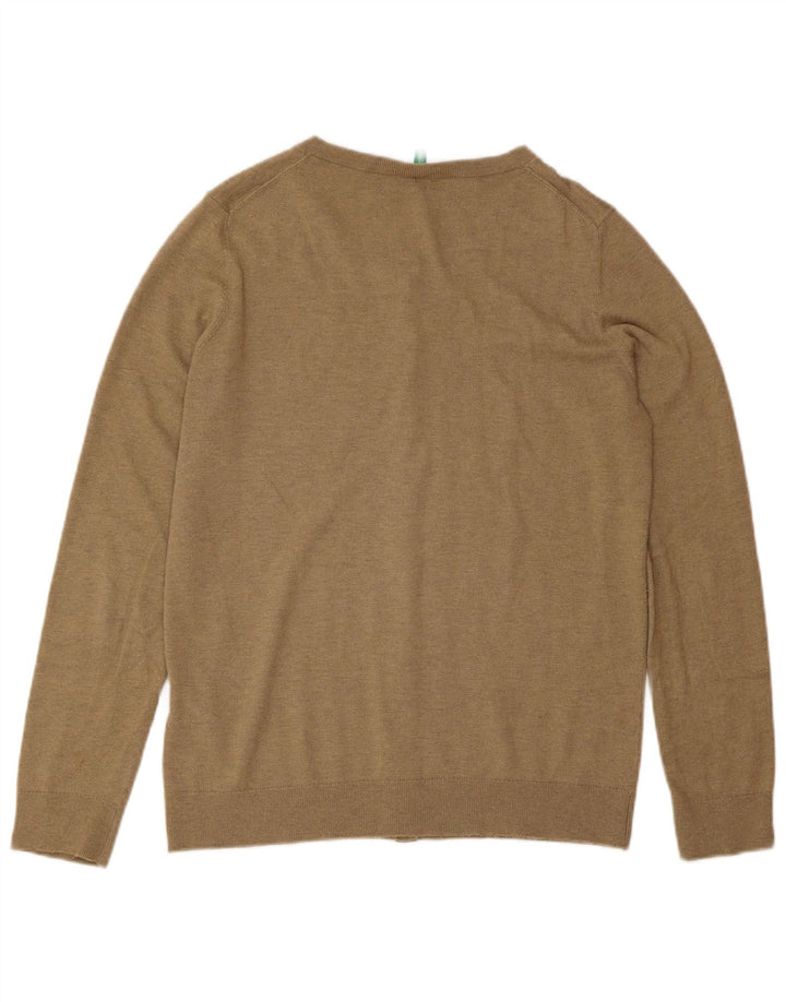 Maglione cardigan da donna Benetton UK 12 Poliammide marrone medio