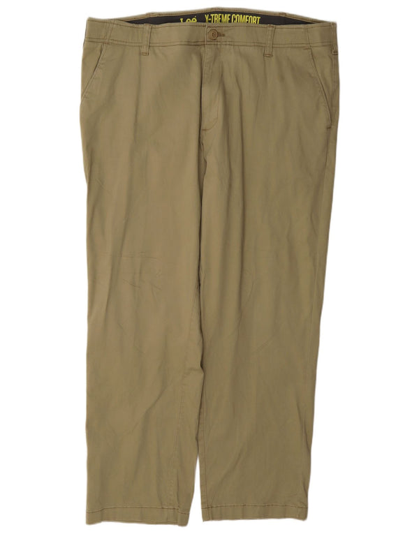 Lee Mens Extreme Comfort Straight Chino Trousers W38 L30 Khaki Cotton