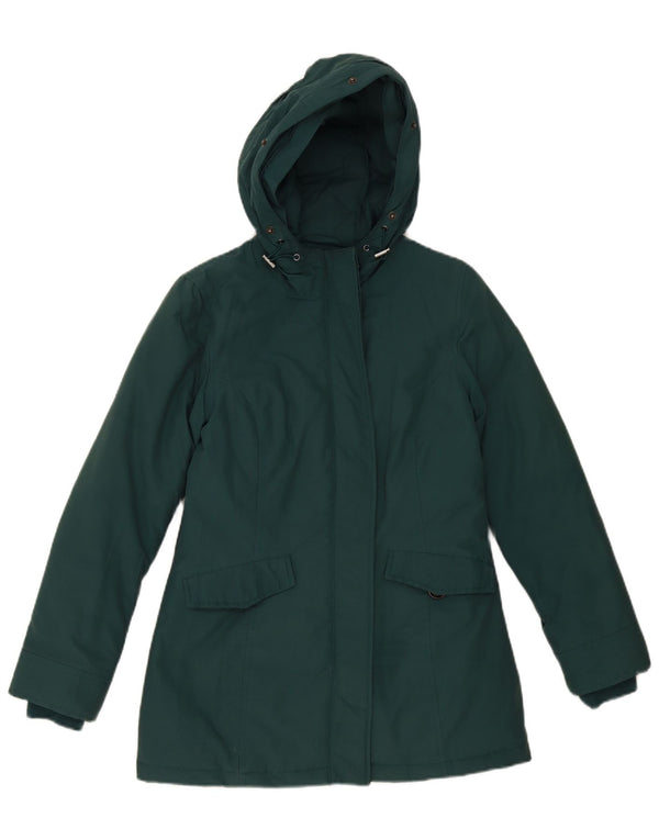 Rifle Womens Hooded Loose Fit Padded Jacket UK 6 XS Green Cotton
