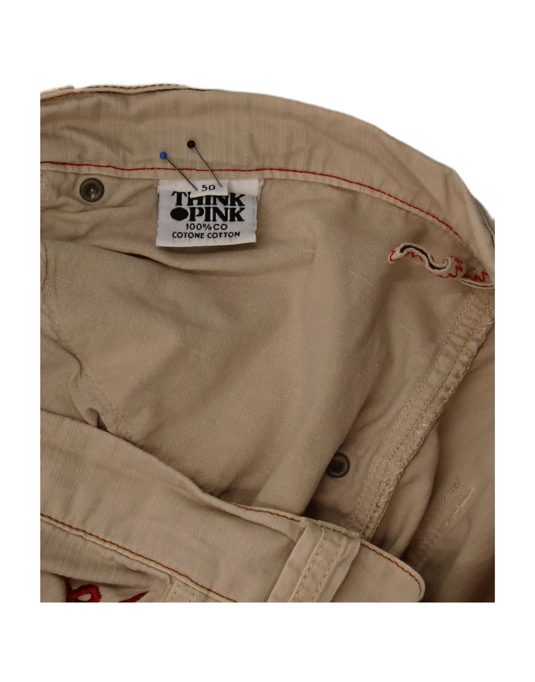 THINK PINK Mens Bermuda Shorts IT 50 Large W34  Beige Cotton