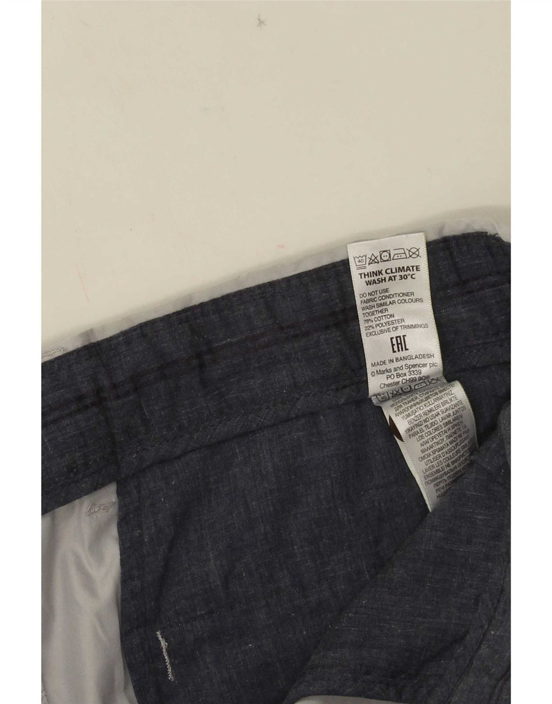 Marks & Spencer Mens Chino Shorts W34 Large Grey Cotton