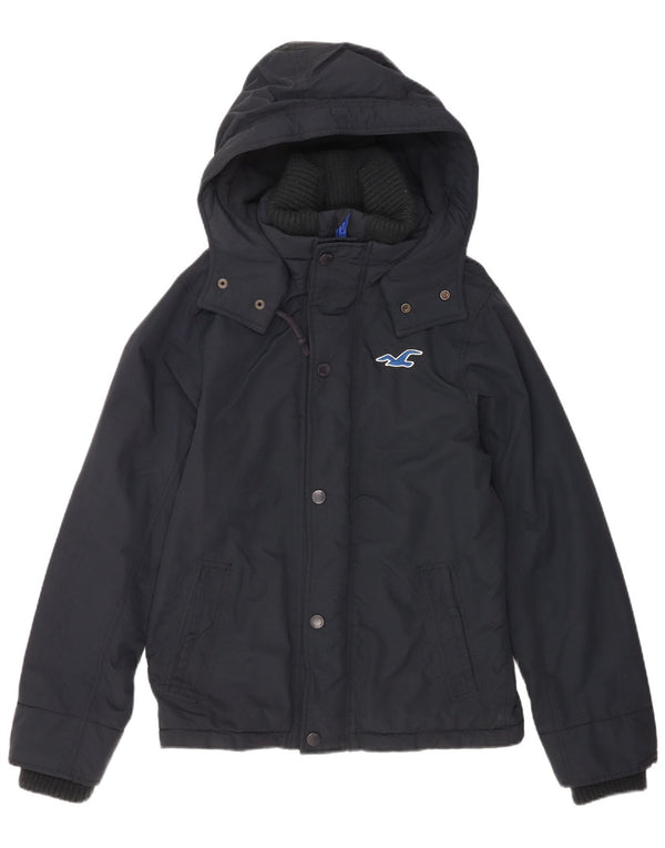 Hollister Mens Hooded Windbreaker Jacket UK 38 Medium Navy Blue Nylon