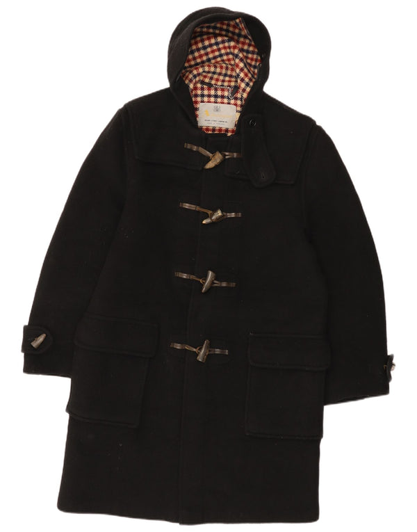 Aquascutum Herre Hooded Duffel Coat UK 36 Small Black New Wool