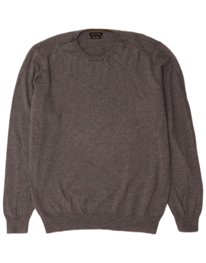 Massimo Dutti Mens Crew Neck Jumper Sweater XL Grey Cotton