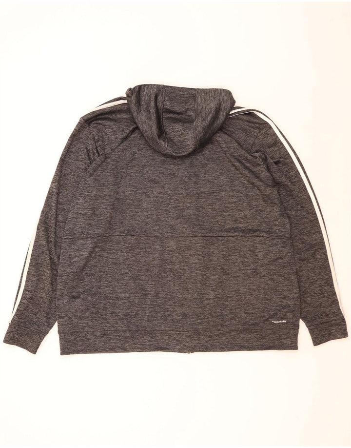 ADIDAS Mens Climalite Zip Hoodie Sweater 2XL Grey Flecked Polyester