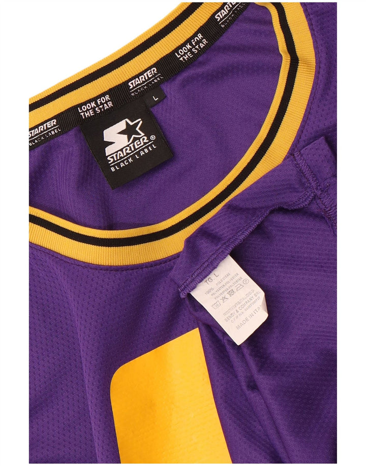 STARTER Mens Graphic Vest Top Large Purple Colourblock Polyester