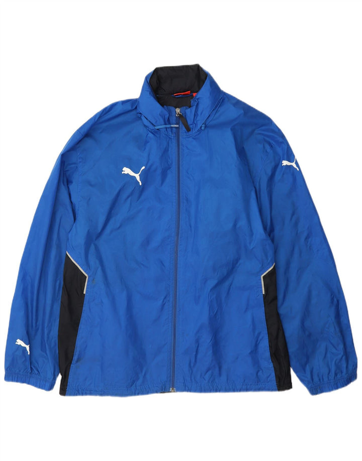 Puma Mens Hooded Rain Jacket UK 38 Medium Blue Colourblock Nylon