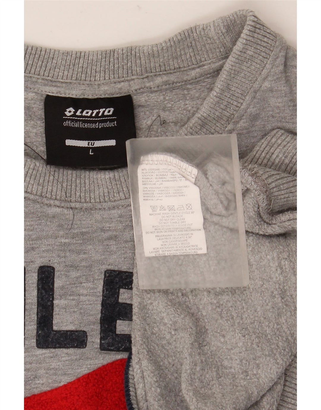 LOTTO Mens Graphic Sweatshirt Jumper Large Grey Striped Cotton