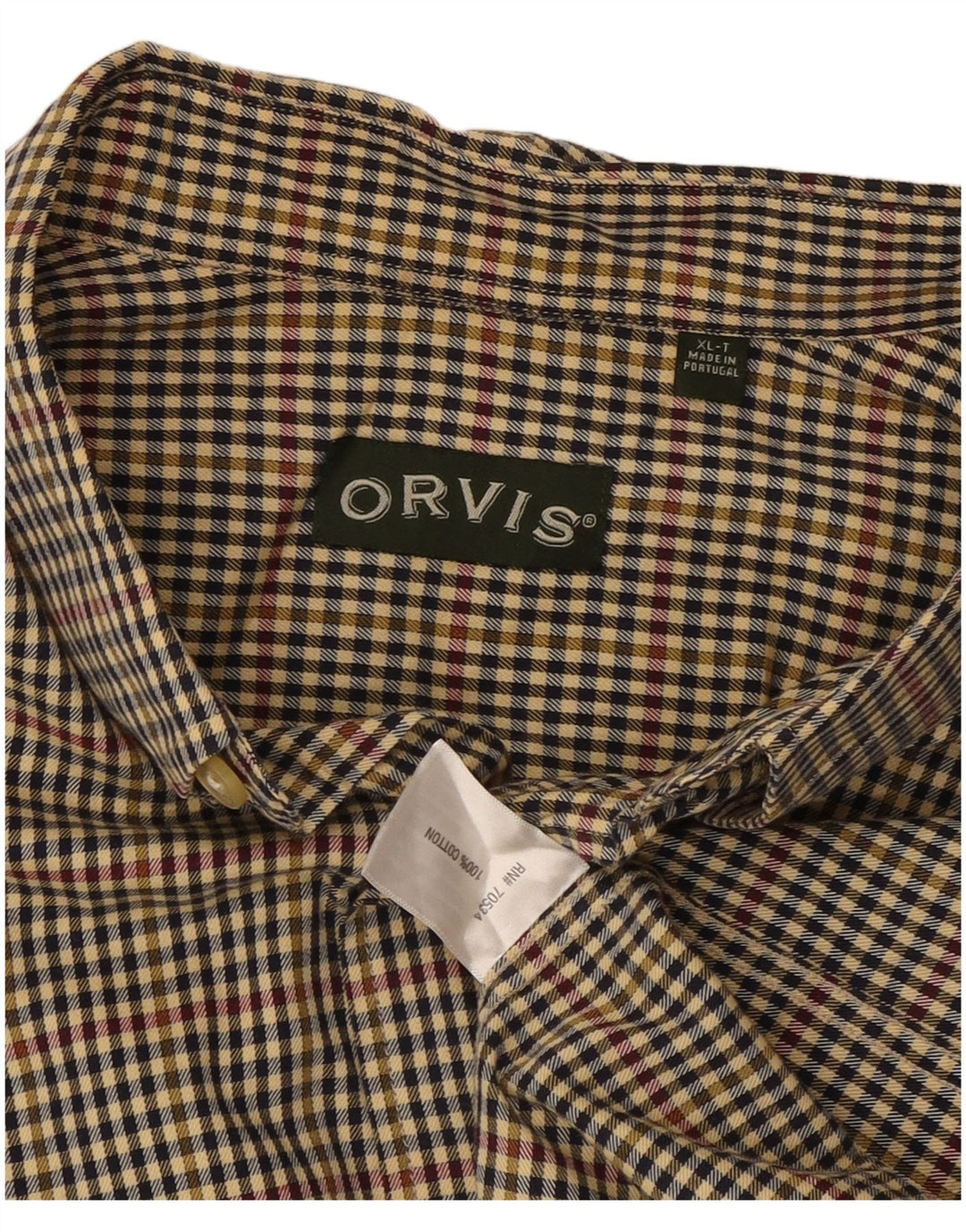 Мужская высокая рубашка Orvis XL, разноцветный хлопок в мелкую клетку