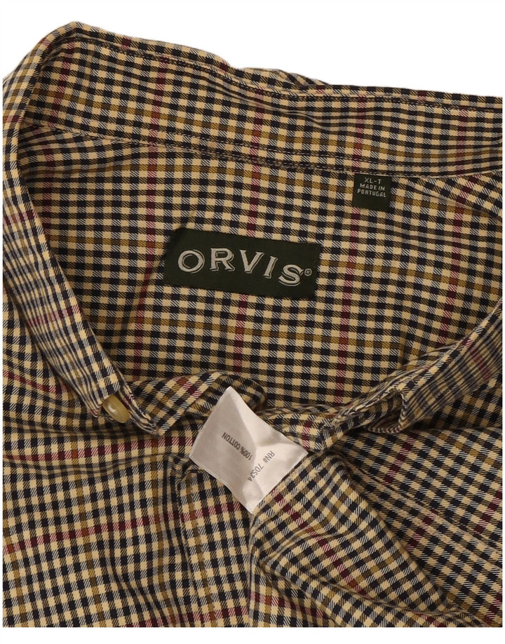 Мужская высокая рубашка Orvis XL, разноцветный хлопок в мелкую клетку