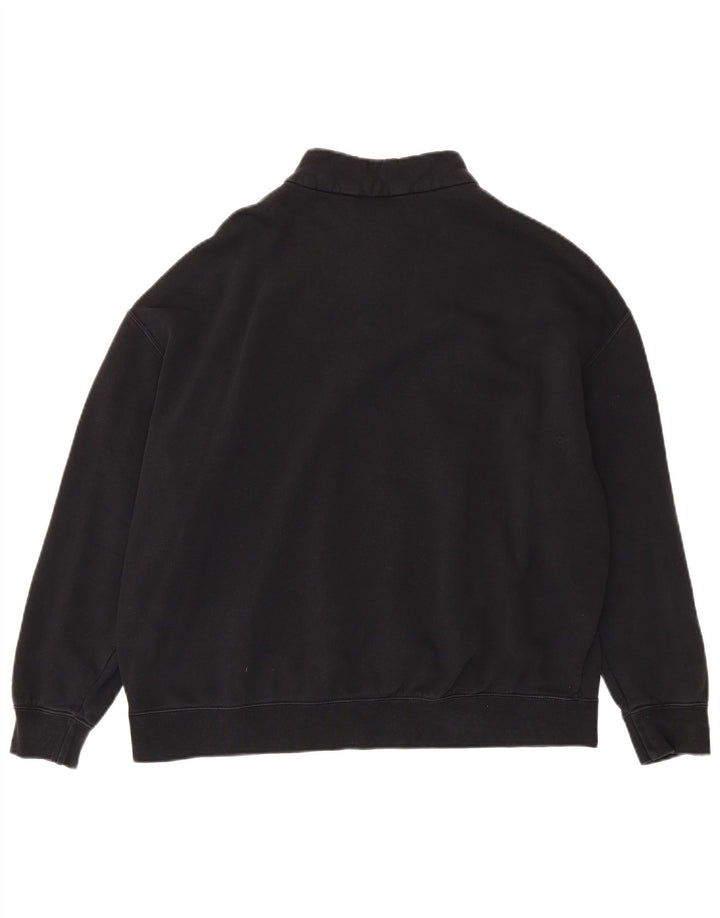 Nike Womens Oversized Zip Neck Sweatshirt Jumper UK 10 Small Black Cotton