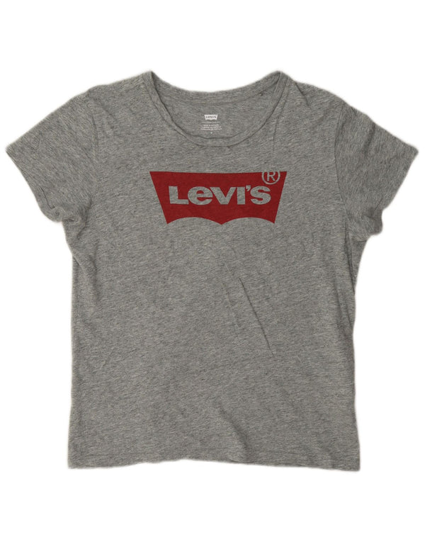 Levi's Womens Graphic T-Shirt Top UK 14 Medium Grey Flecked Cotton